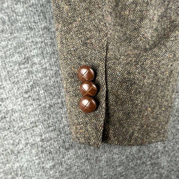 Vintage STAFFORD Blazer 44R Brown Wool Elbow Patch University Tweed Lambswool - Picture 4 of 11